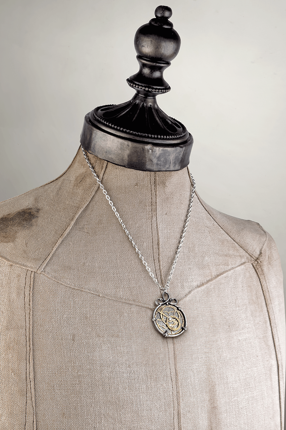 Steampunk Anguistralobe Pendant with Brass Astrolabe Dial