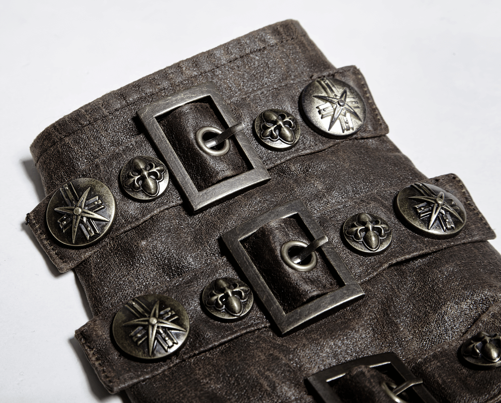 Steampunk Brown Rivet Buckle Gothic Armor Bracers