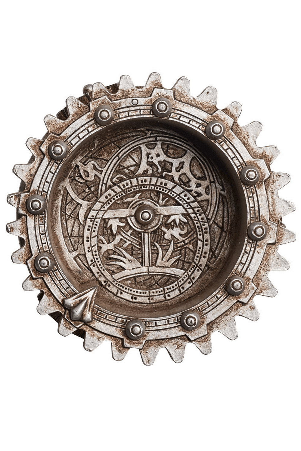 Steampunk Gears Trinket Dish with Pentagram Design