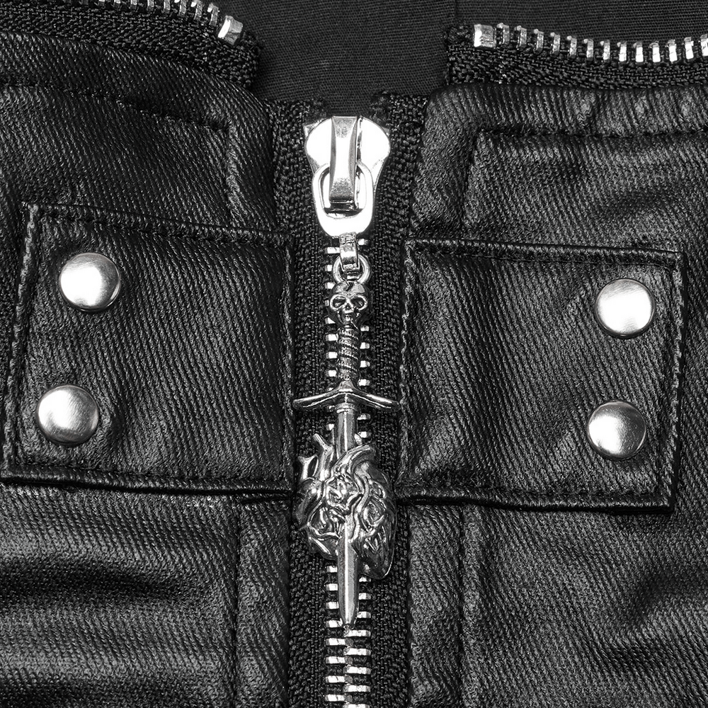 Steampunk High Collar Lace-Up PU Leather Waist Vest