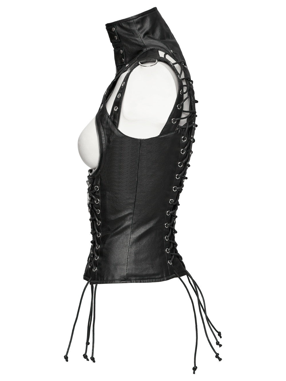 Steampunk High Collar Lace-Up PU Leather Waist Vest