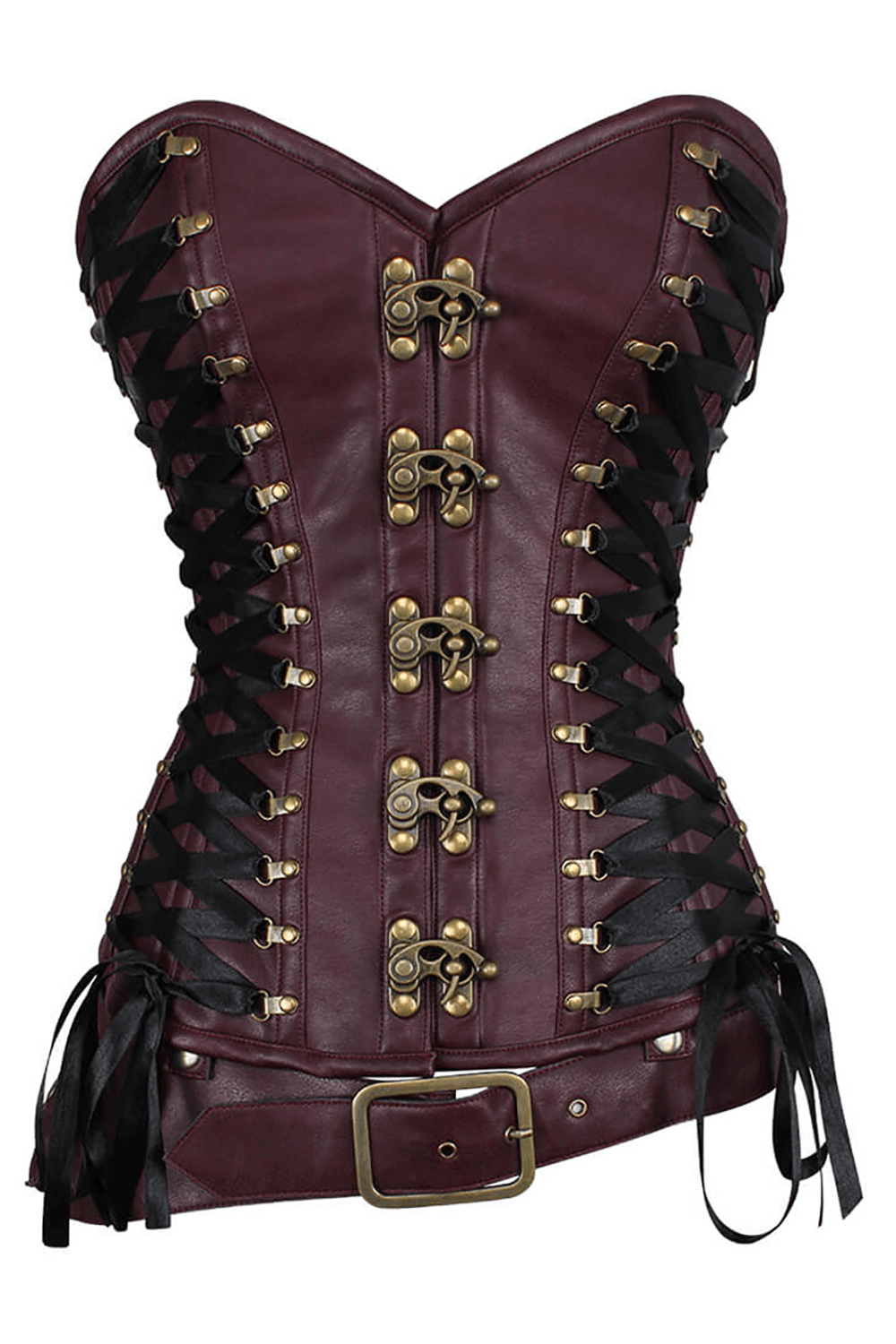 Steampunk Overbust Corset With Belt and Lacing