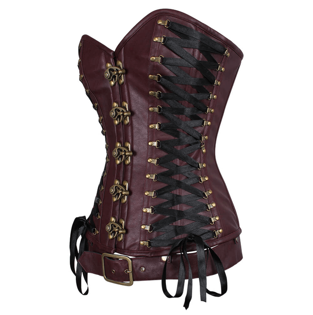 Steampunk Overbust Corset With Belt and Lacing