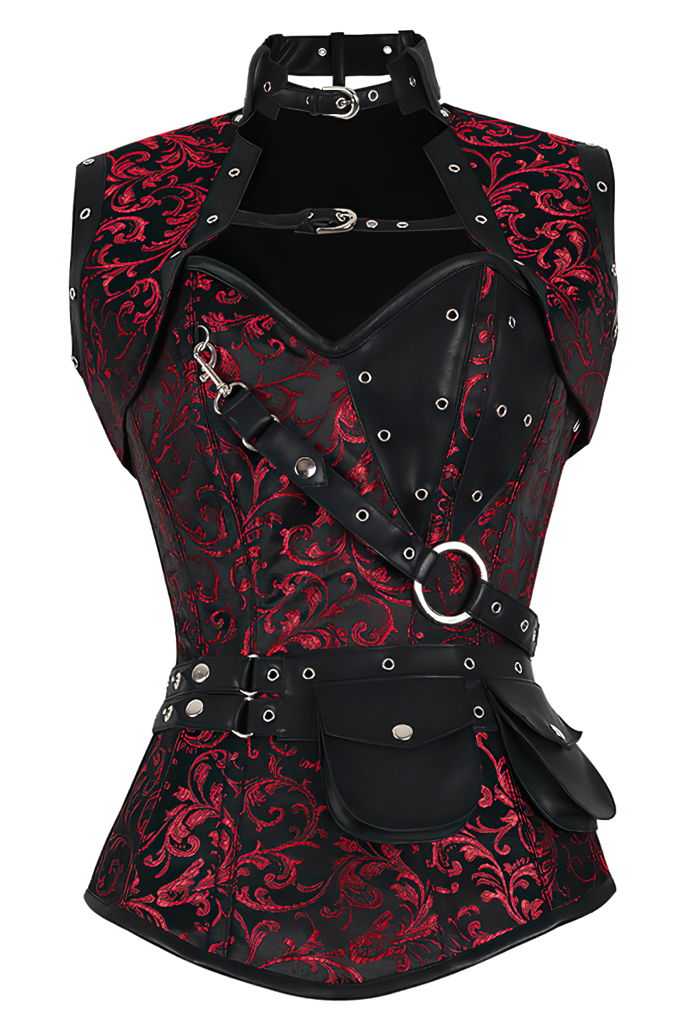 Steampunk Overbust Corset with Shrug and Pouch Detail