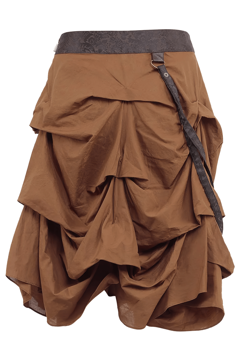 Steampunk Ruched Bustle Skirt with Layered Draped Panels