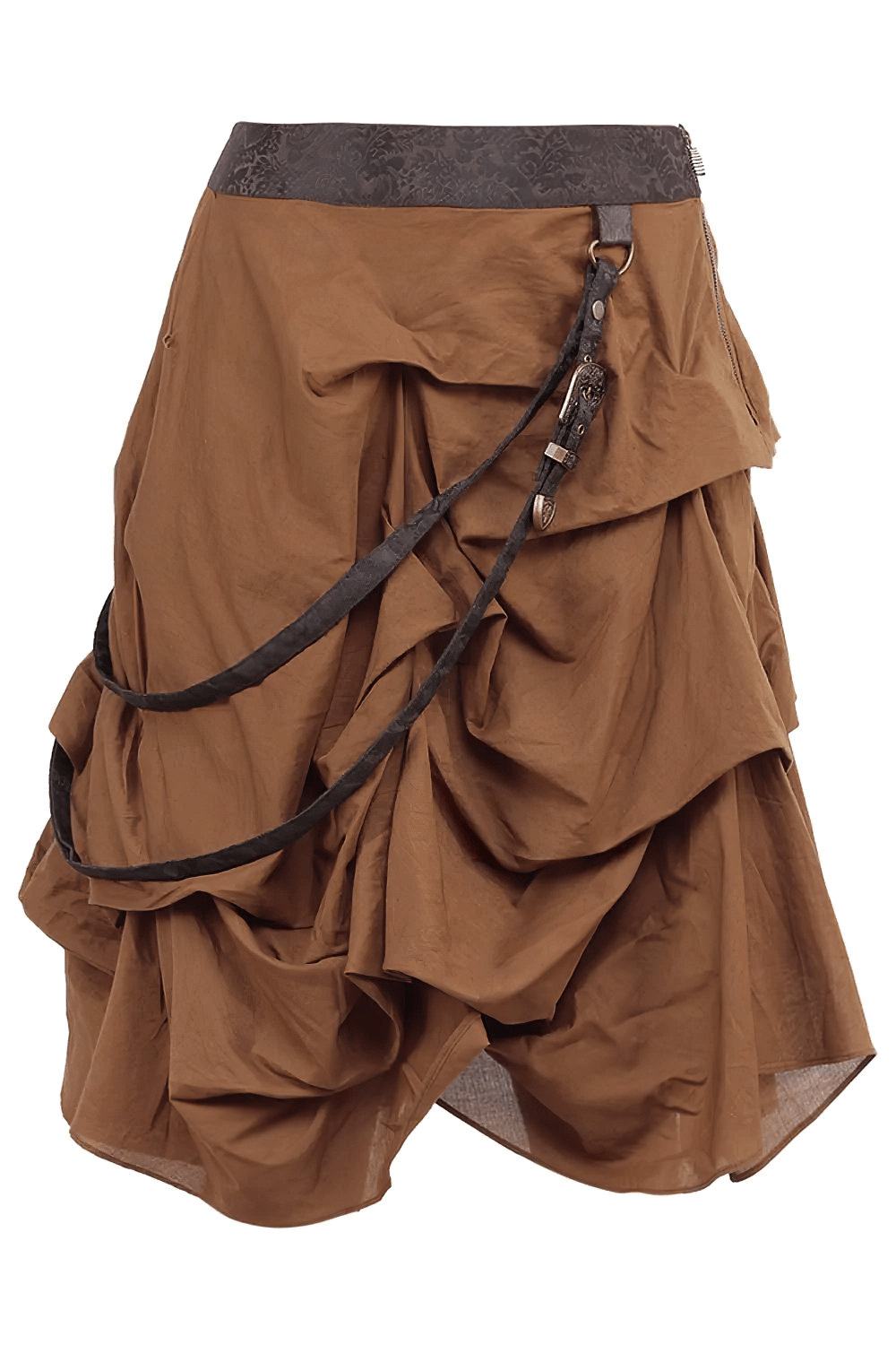 Steampunk Ruched Bustle Skirt with Layered Draped Panels