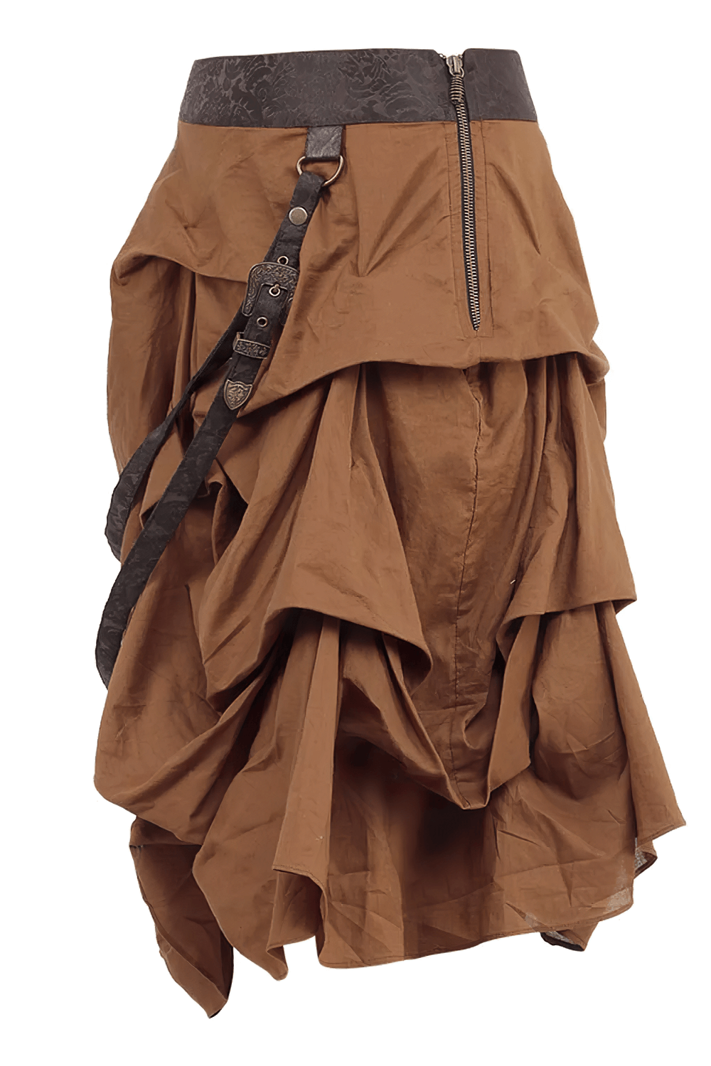 Steampunk Ruched Bustle Skirt with Layered Draped Panels