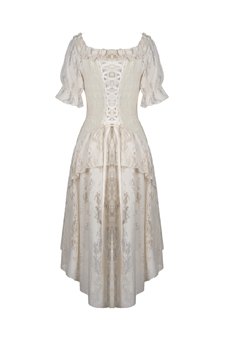 Steampunk Victorian Off-Shoulder Short Sleeves Lace Dress