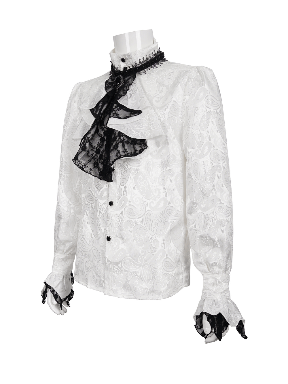 US SALE of Steampunk Shirt With Tie Collar / Male Vintage Pattern Long Sleeves Shirts