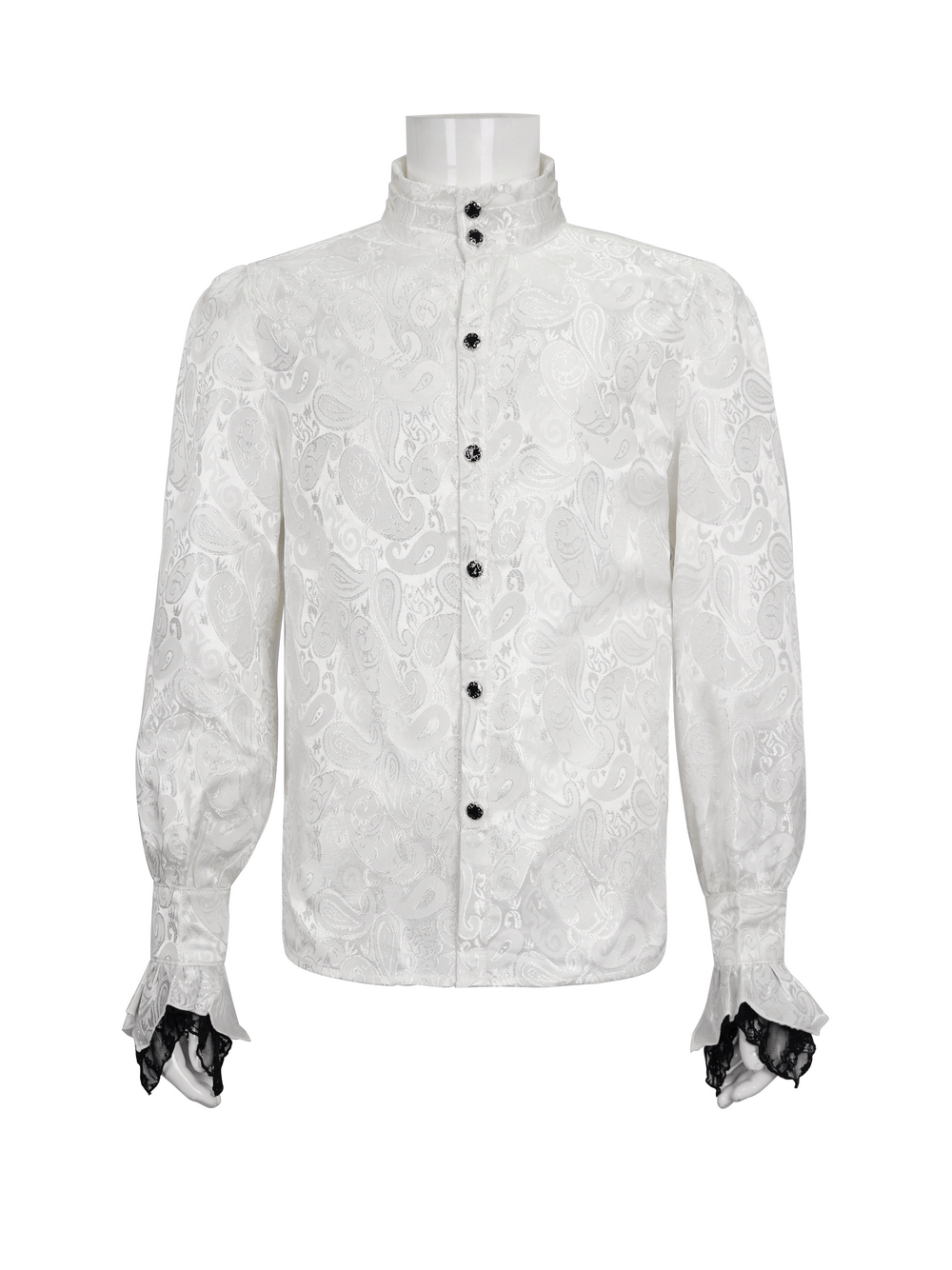 US SALE of Steampunk Shirt With Tie Collar / Male Vintage Pattern Long Sleeves Shirts