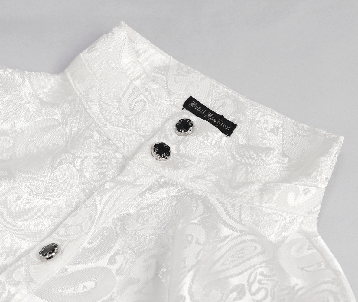 US SALE of Steampunk Shirt With Tie Collar / Male Vintage Pattern Long Sleeves Shirts