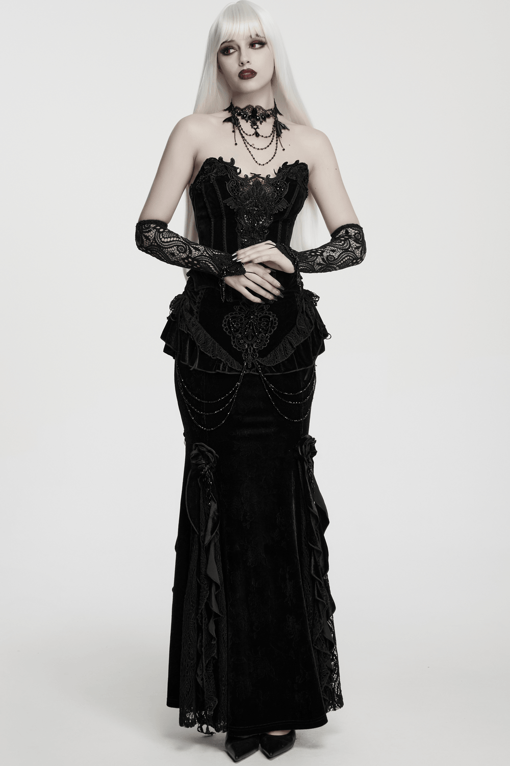 Striking Gothic Lace Corset with Suede and Lace Panels