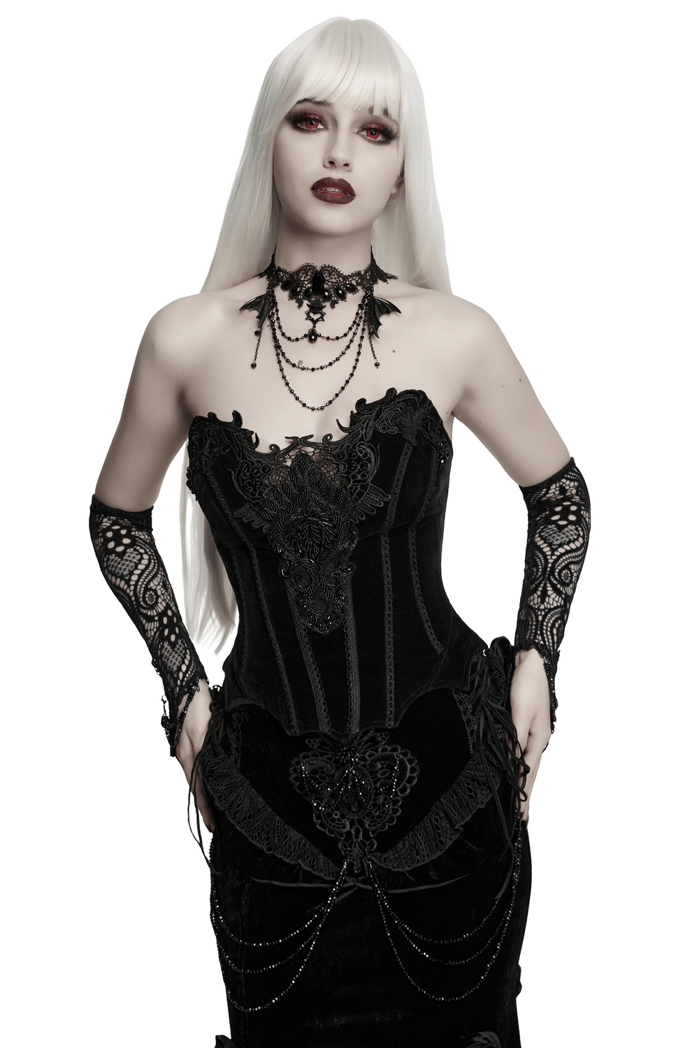 Striking Gothic Lace Corset with Suede and Lace Panels
