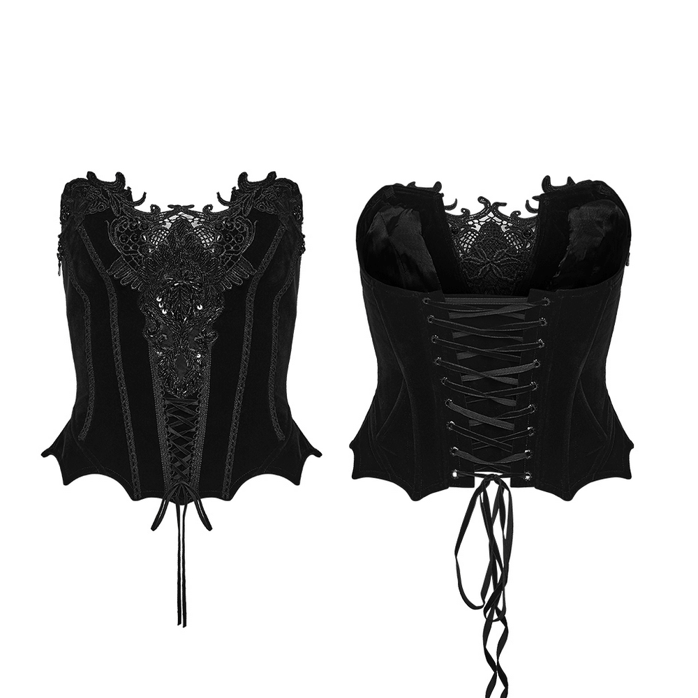 Striking Gothic Lace Corset with Suede and Lace Panels