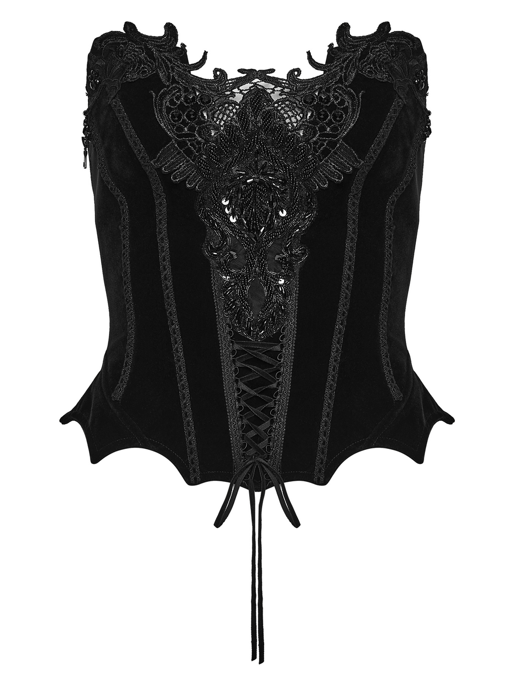 Striking Gothic Lace Corset with Suede and Lace Panels