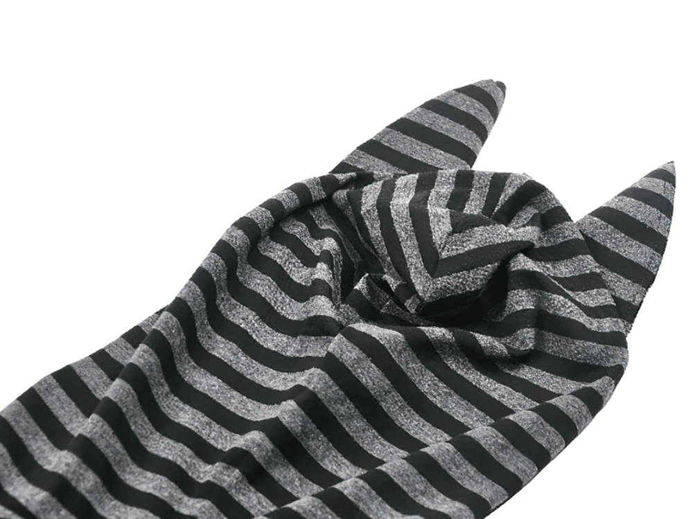 Striped Gothic Hooded Dress with Skull and Heart Detail