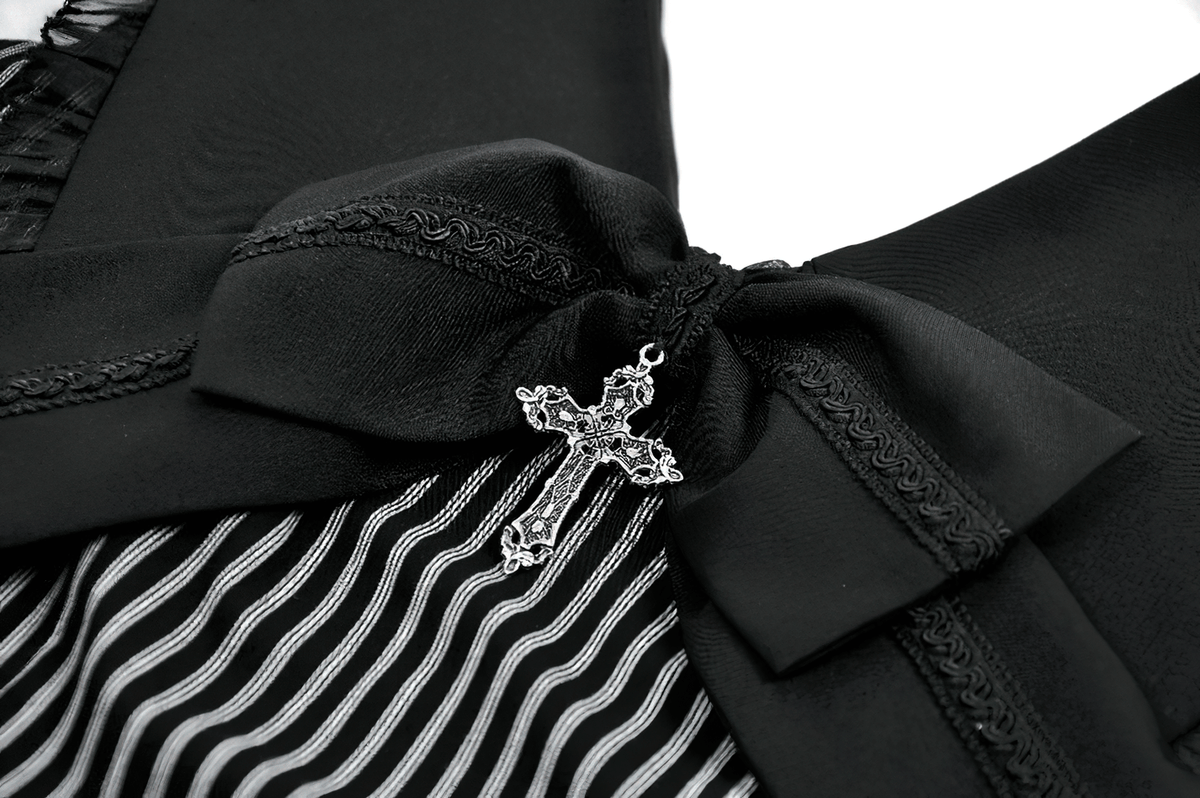 Striped Ruffle Dress with Bow and Lace-Up Back for Women
