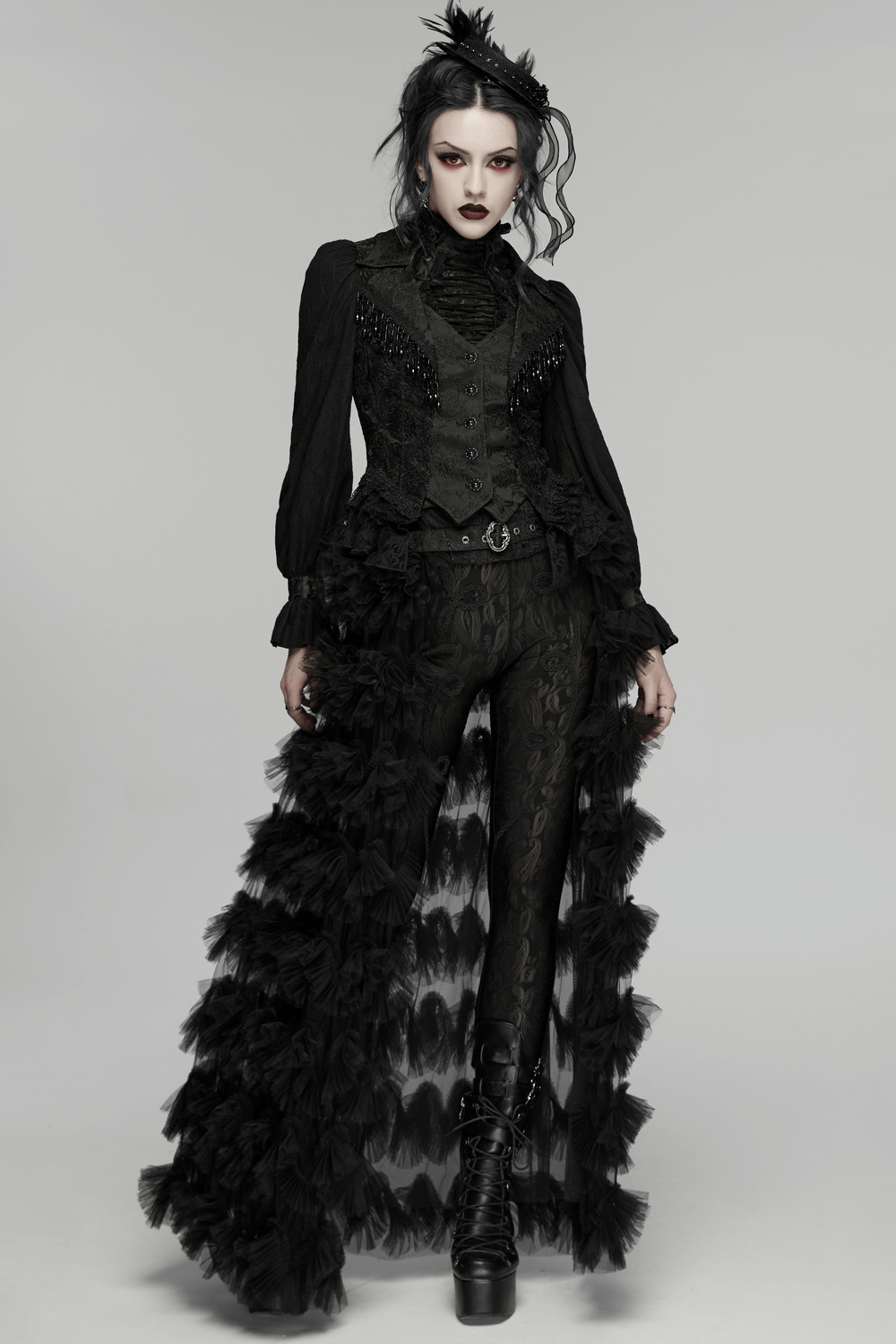 Stunning Waistcoat with Tassels and Ruffle Hem for Women