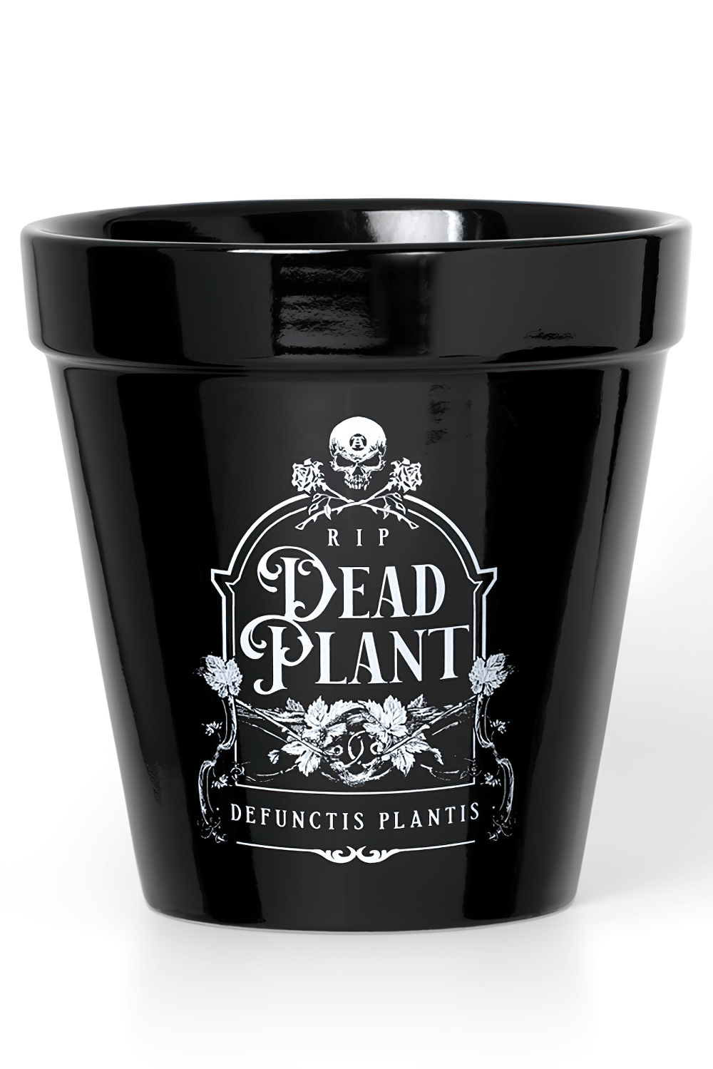 Stylish Black Ceramic Gothic RIP Dead Plant Pot