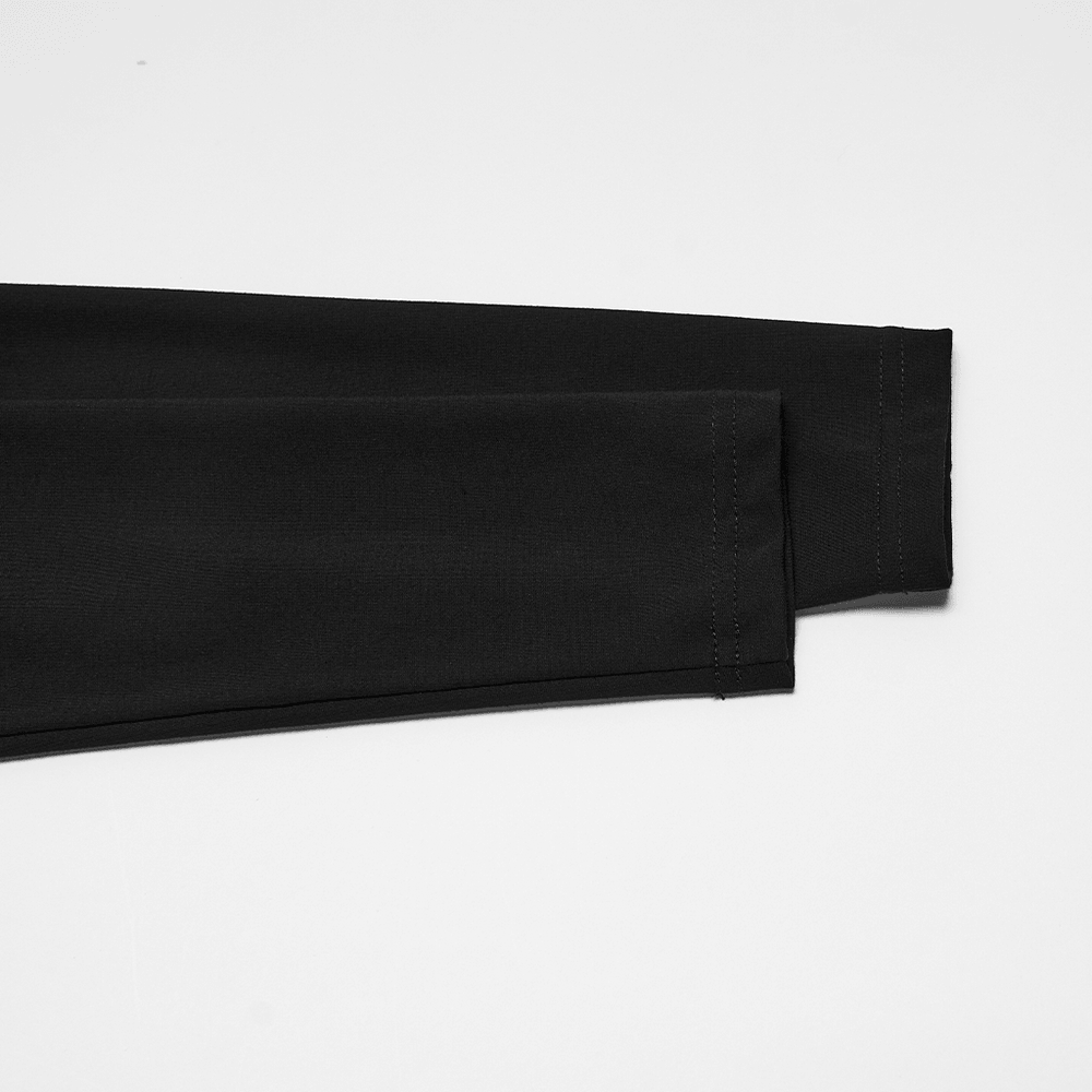 Stylish Black Cyberpunk Top with Utility Arm Pockets