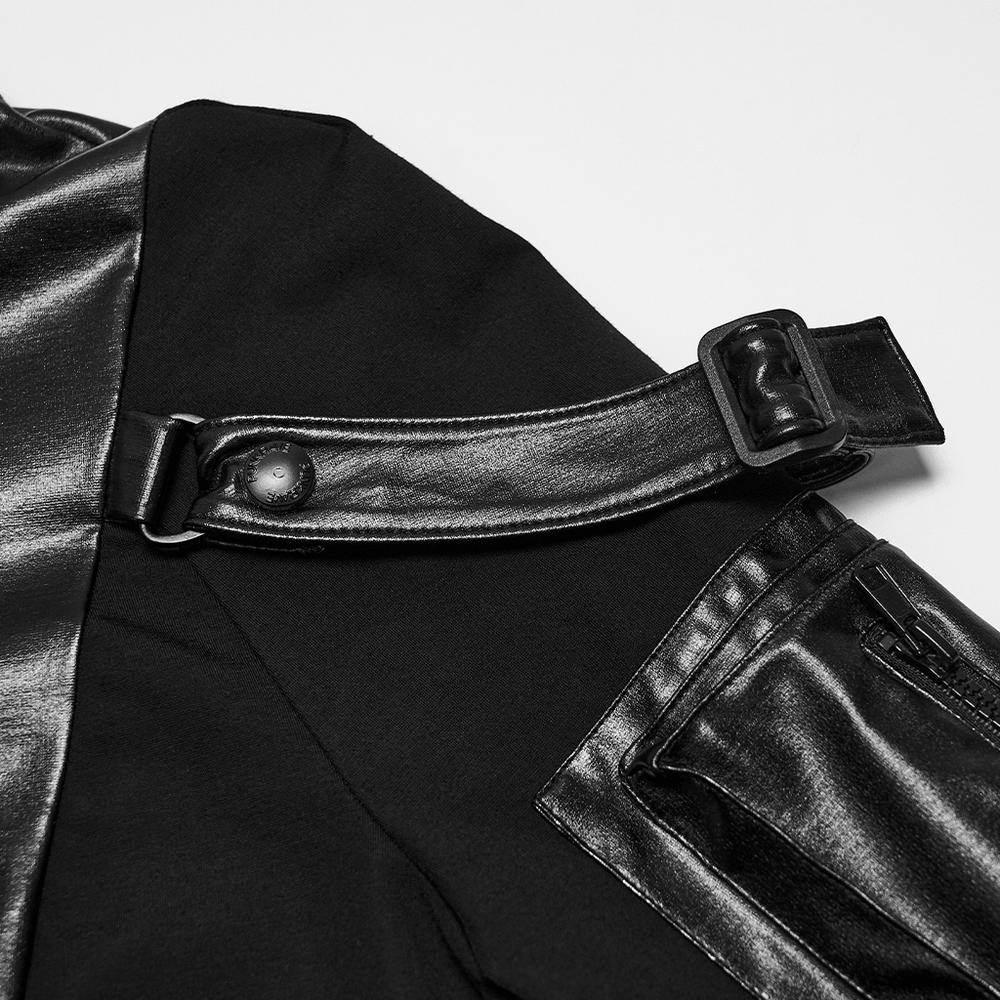 Stylish Black Cyberpunk Top with Utility Arm Pockets