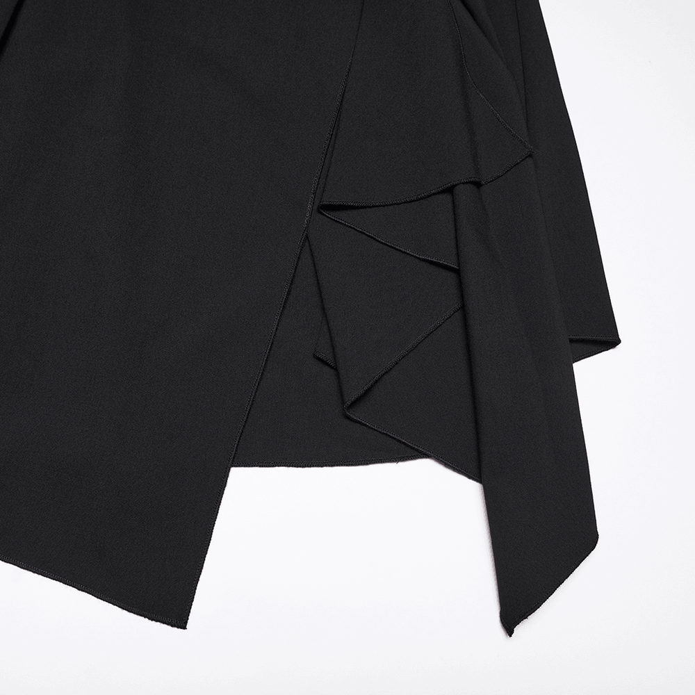 Stylish Black Gothic Asymmetrical Punk Shirt-Dress