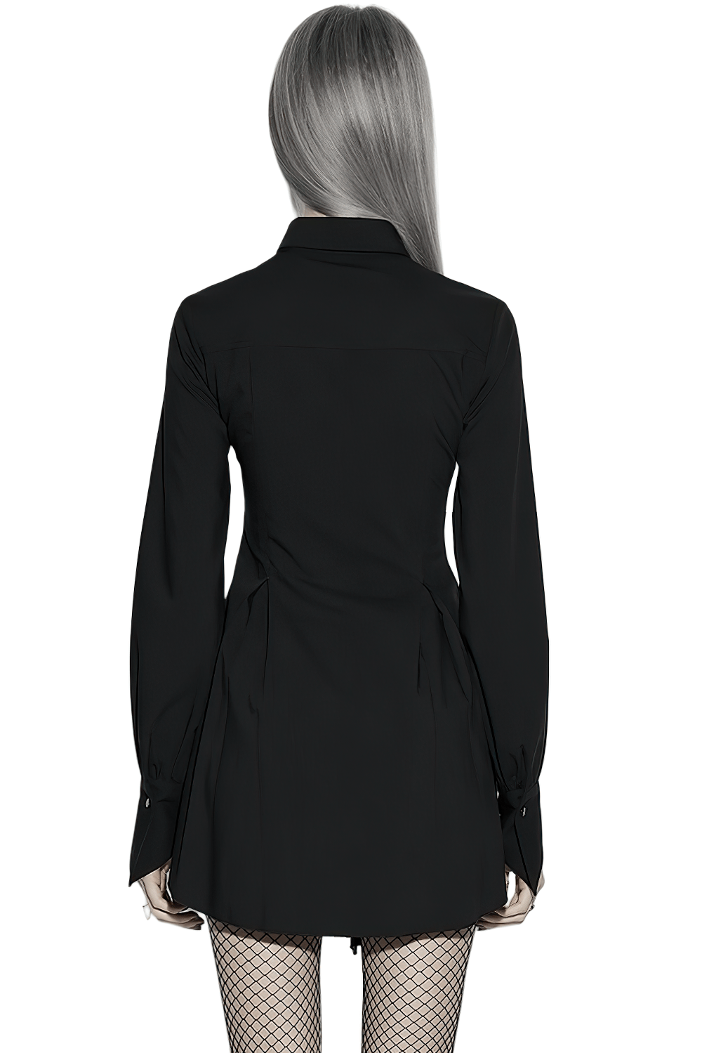 Stylish Black Gothic Asymmetrical Punk Shirt-Dress