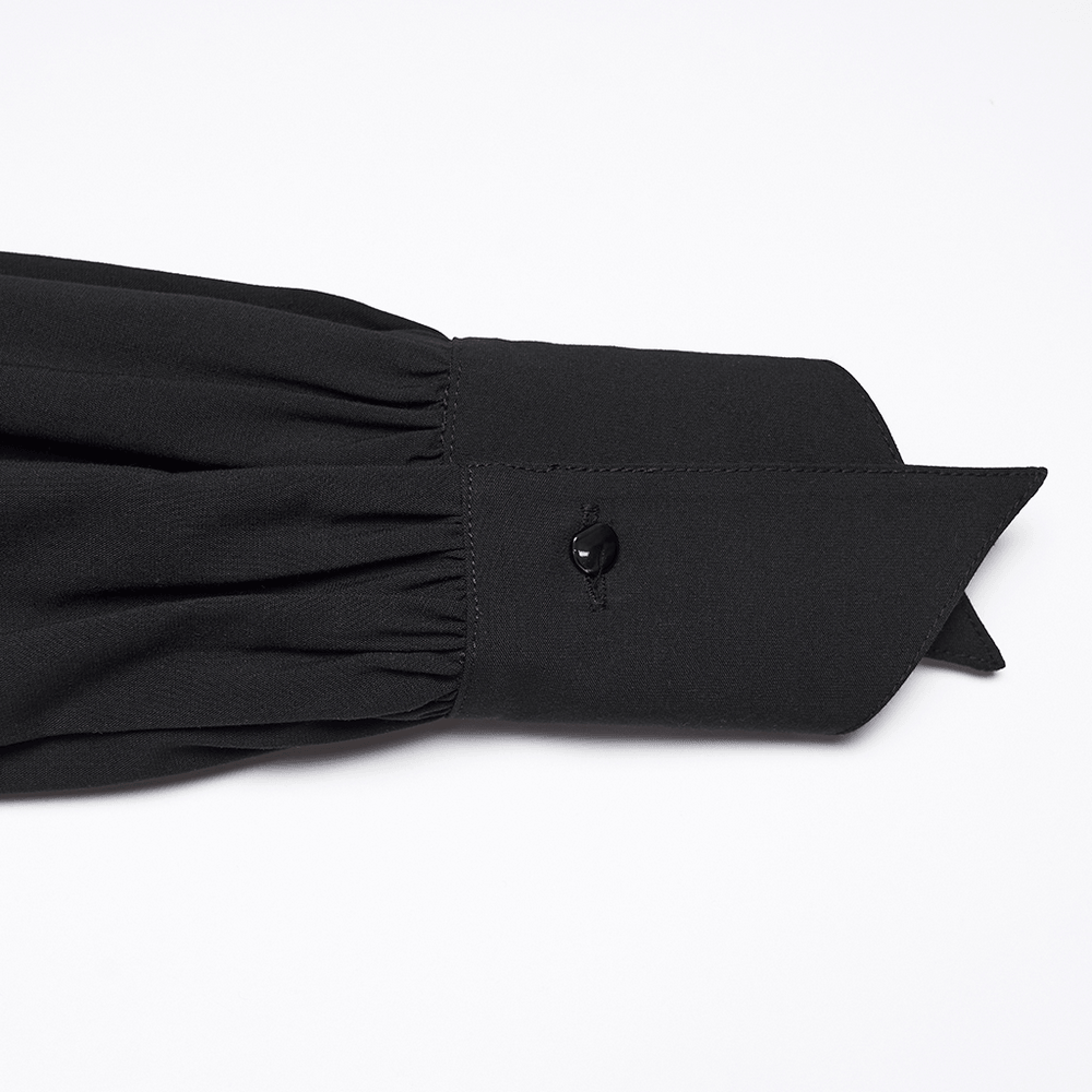 Stylish Black Gothic Asymmetrical Punk Shirt-Dress