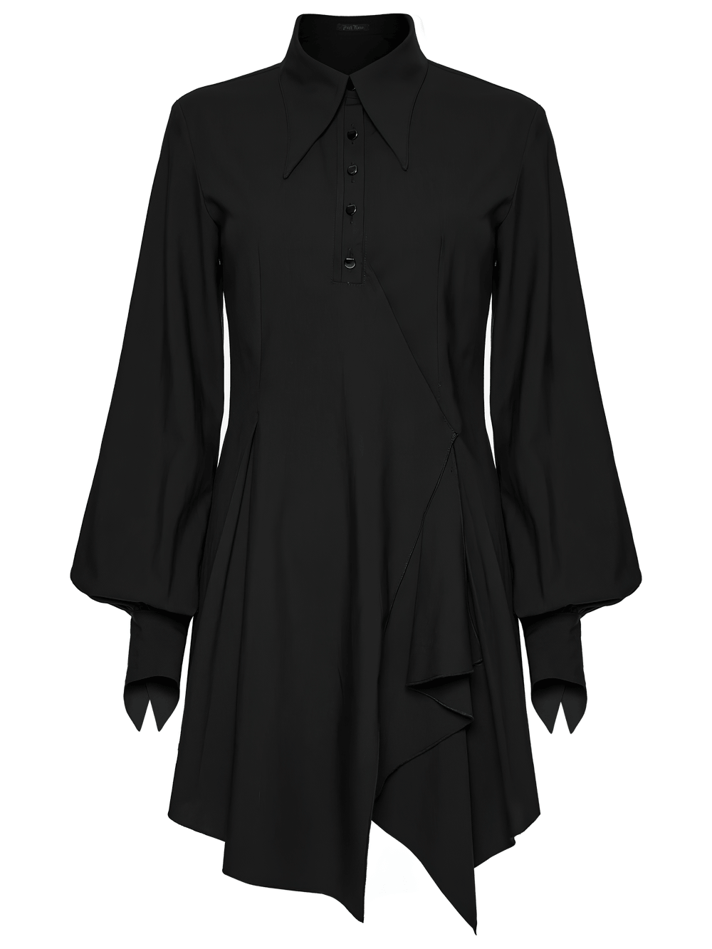 Stylish Black Gothic Asymmetrical Punk Shirt-Dress