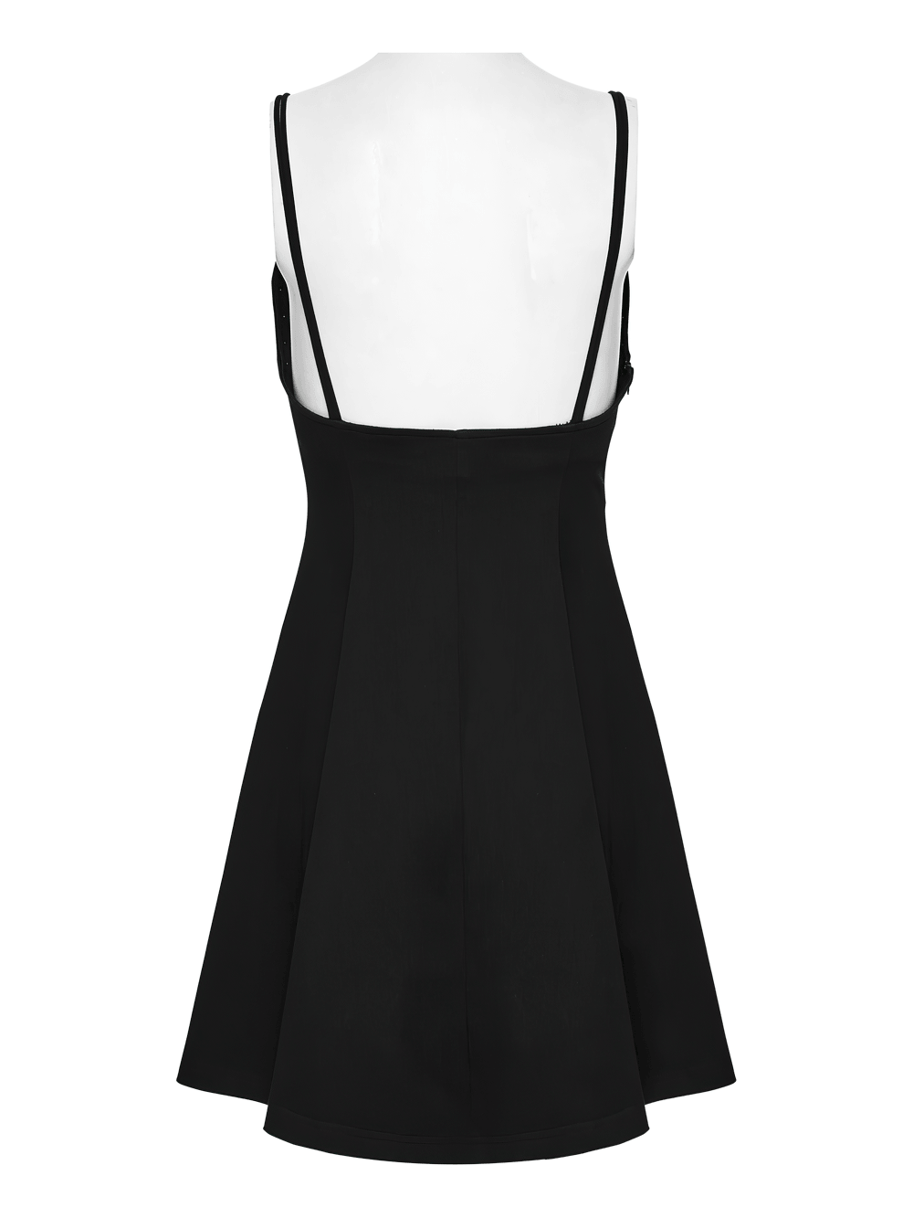 Stylish Black Gothic Studded Strappy A-Line Mini Dress