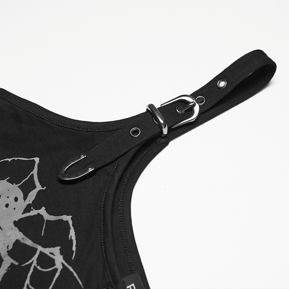 Stylish Black Spider Web Distressed Punk Camisole