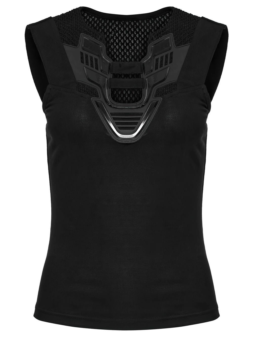 Stylish Futuristic Black Tank Top with Mesh Back