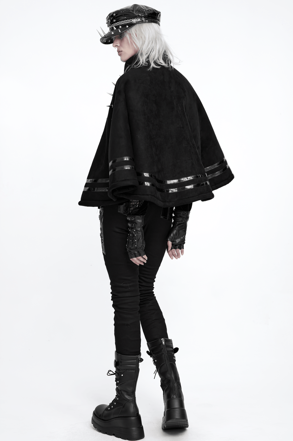 Stylish Gothic Black Cape with Spiked Shoulders