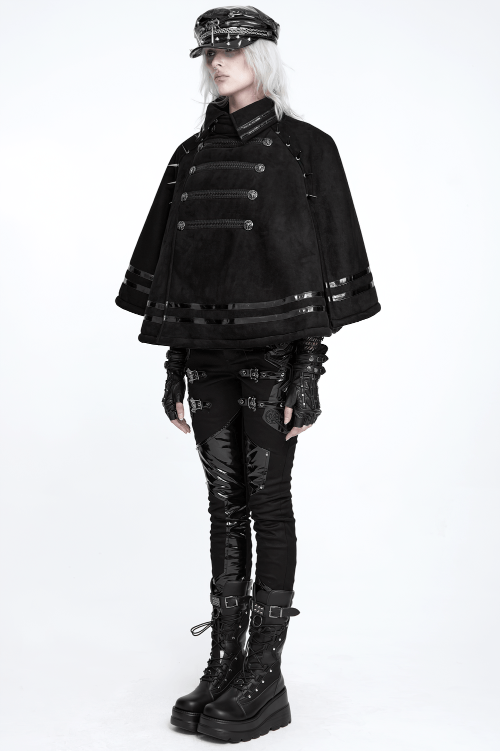 Stylish Gothic Black Cape with Spiked Shoulders