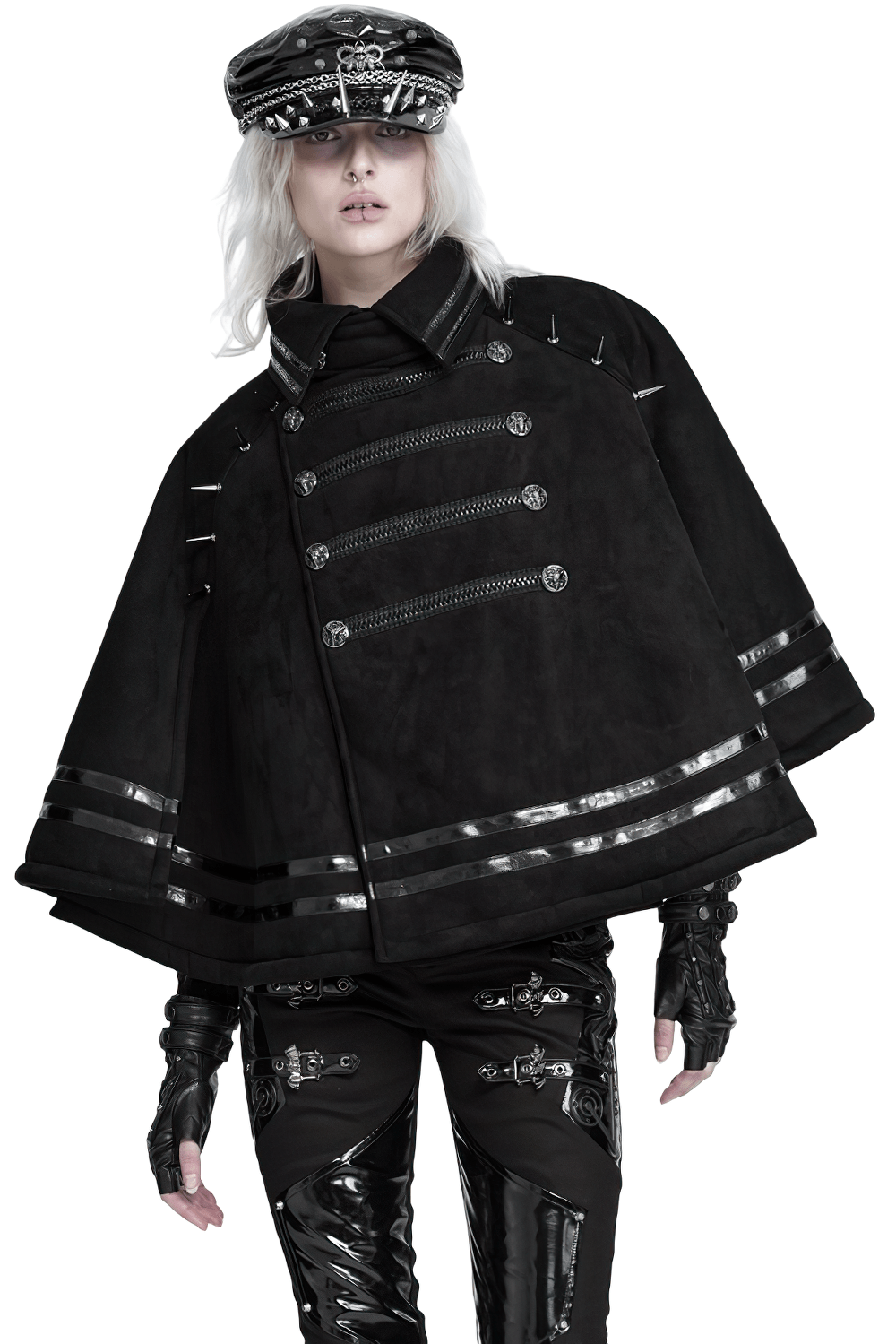 Stylish Gothic Black Cape with Spiked Shoulders