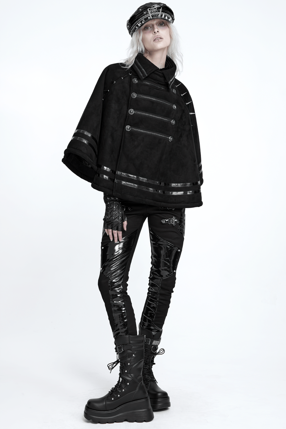 Stylish Gothic Black Cape with Spiked Shoulders