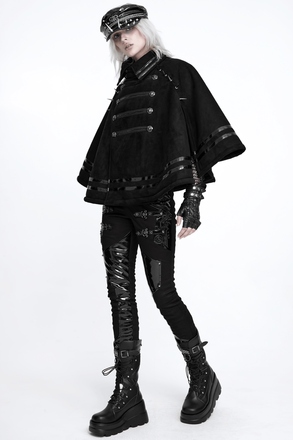 Stylish Gothic Black Cape with Spiked Shoulders