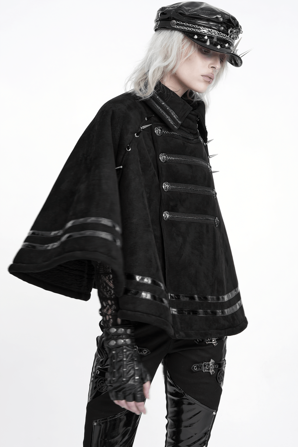 Stylish Gothic Black Cape with Spiked Shoulders