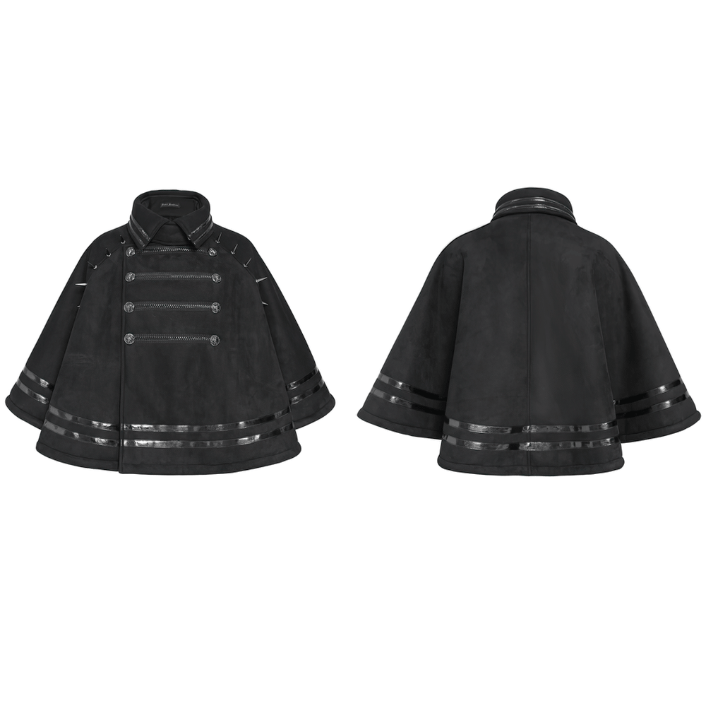 Stylish Gothic Black Cape with Spiked Shoulders
