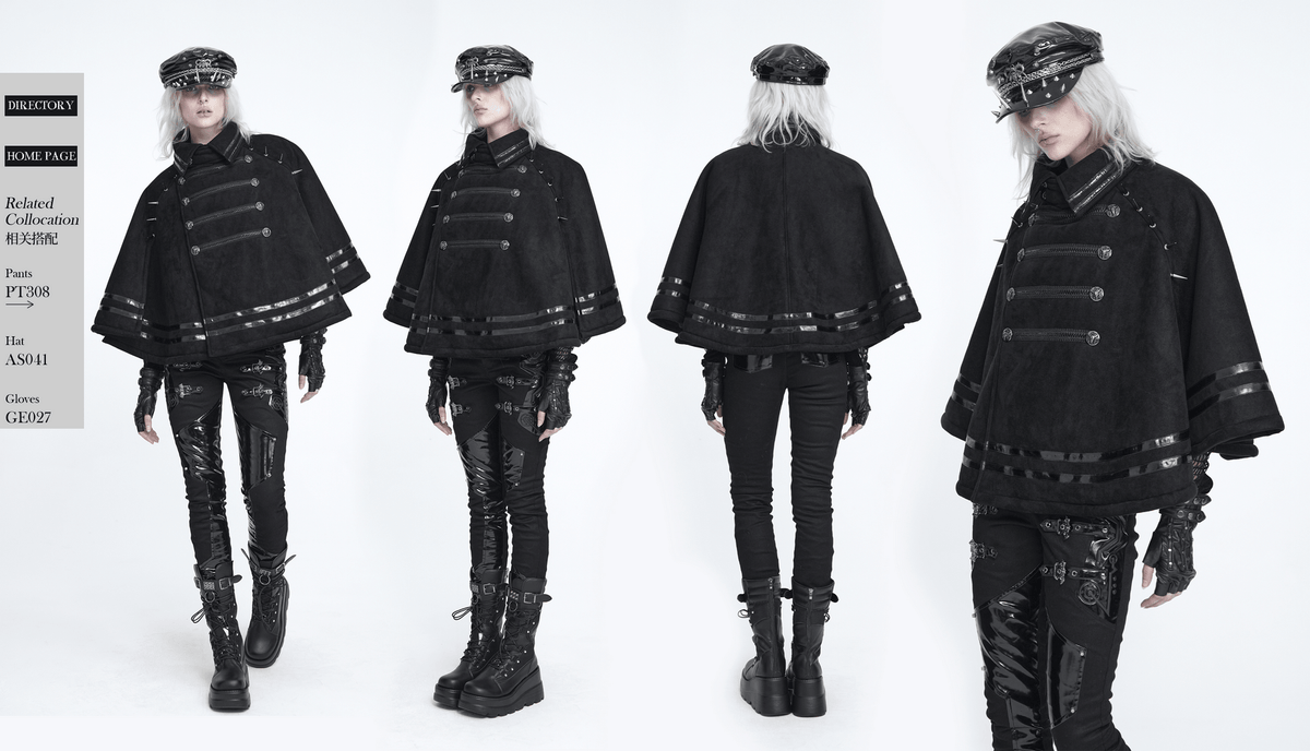 Stylish Gothic Black Cape with Spiked Shoulders