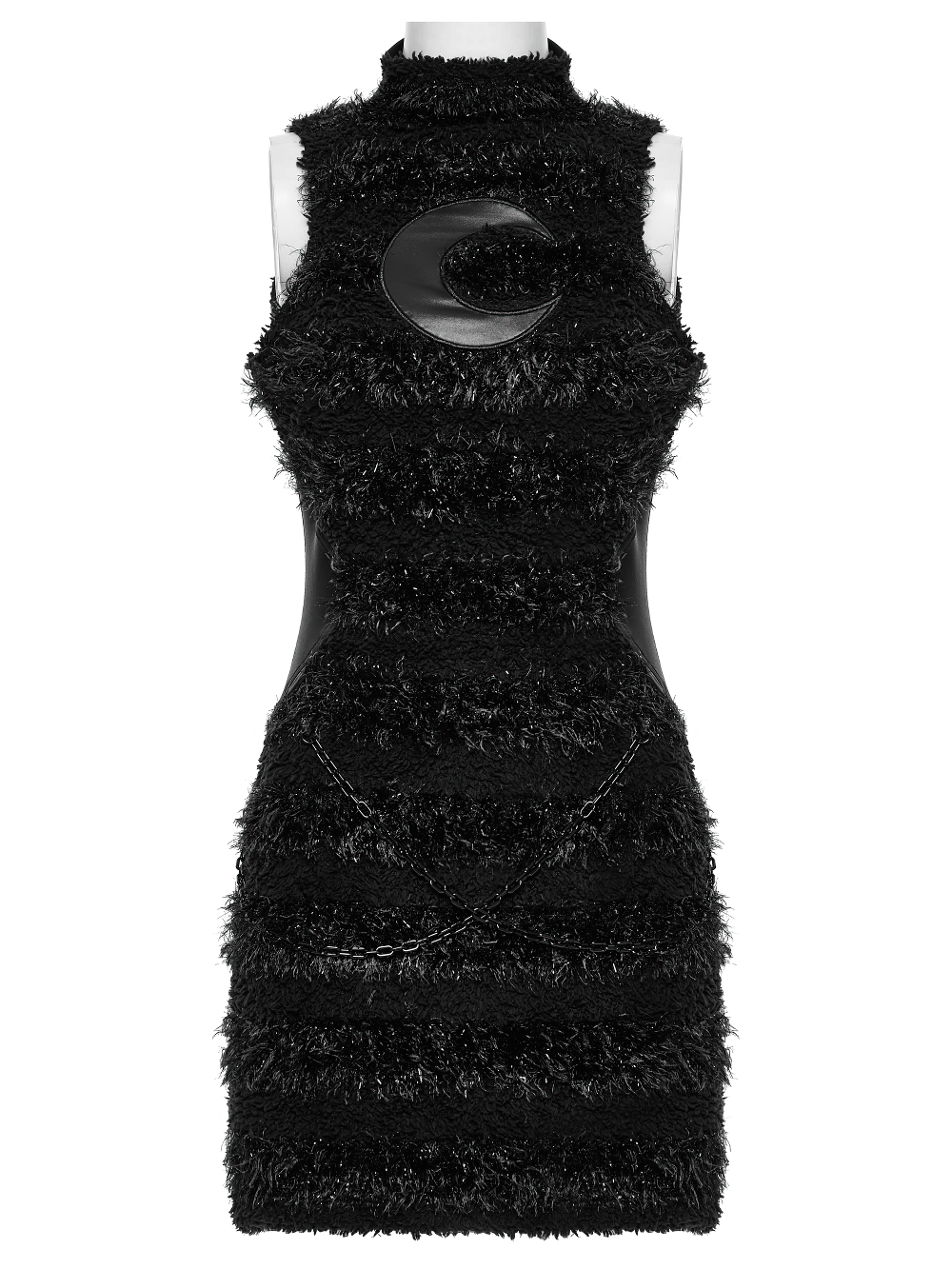 Stylish Gothic Black Mini Dress with Moon Embroidery
