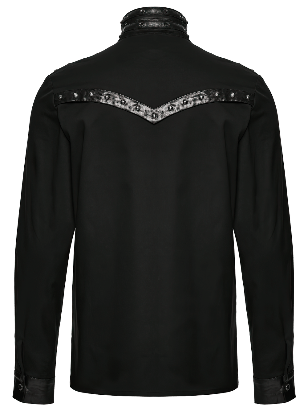 Stylish Gothic Buckled Faux Leather Patch Cyber Shirt