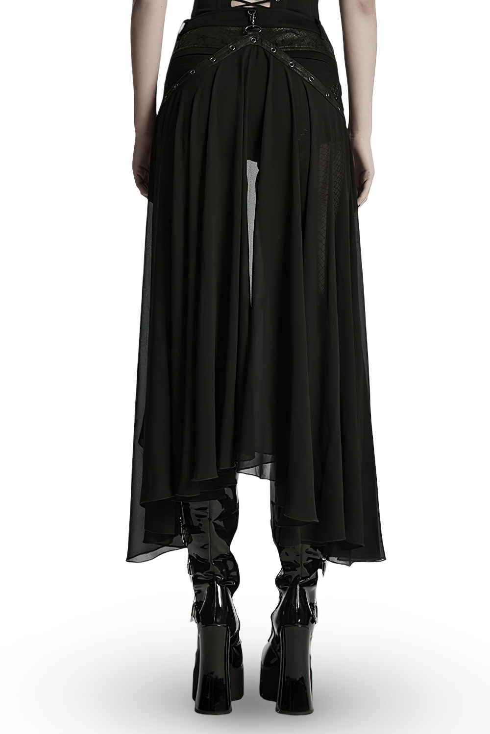 Stylish Gothic Shorts with Detachable Chiffon Cape