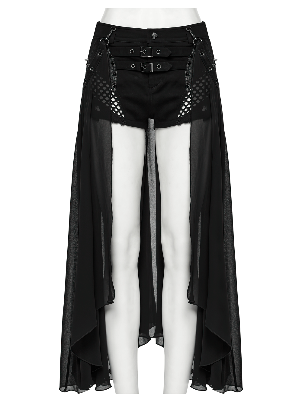 Stylish Gothic Shorts with Detachable Chiffon Cape