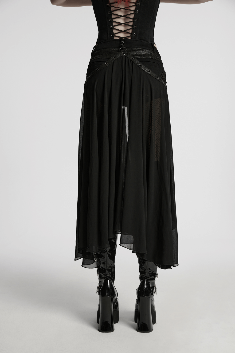 Stylish Gothic Shorts with Detachable Chiffon Cape