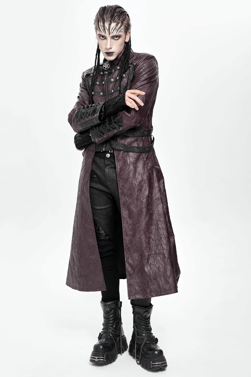 Stylish Longline Punk and Steampunk Buckle Coat