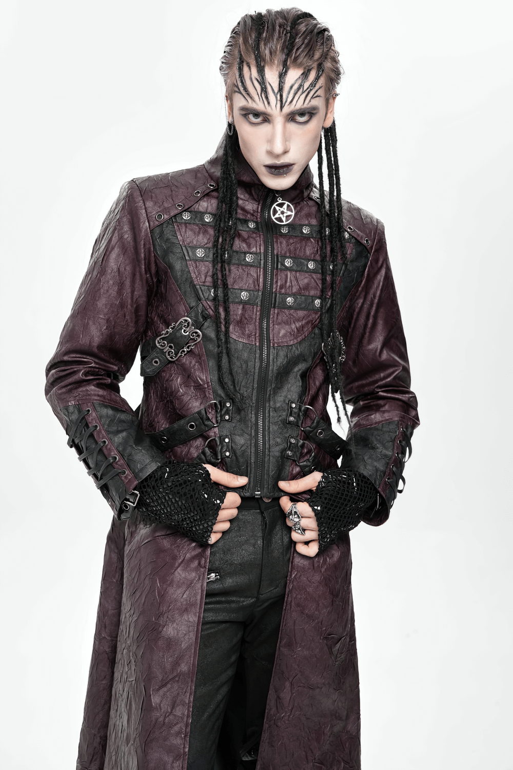 Stylish Longline Punk and Steampunk Buckle Coat