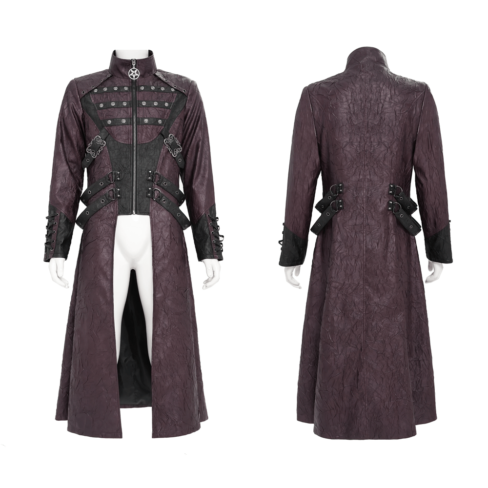 Stylish Longline Punk and Steampunk Buckle Coat