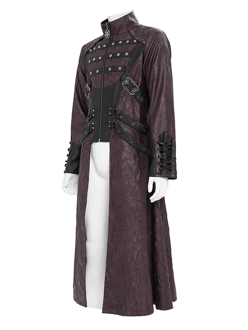Stylish Longline Punk and Steampunk Buckle Coat