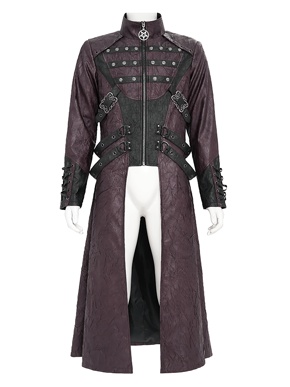 Stylish Longline Punk and Steampunk Buckle Coat